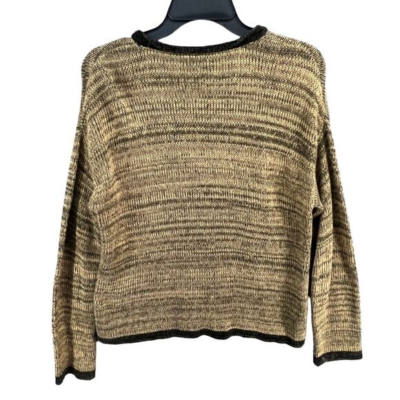 Cousin Johnny Zip Cardigan Womens M Tan Green Cotton Knit Sweater Cozy Granola - Picture 5 of 14